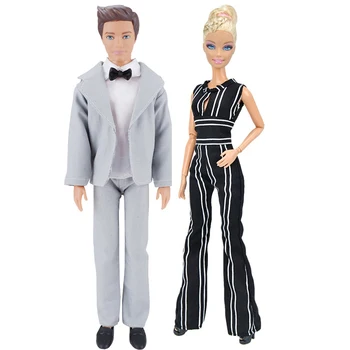 1 комплект Кен дрехи кукла раиран гащеризон Кен сватба обличане парти рокля модни екипировки дрехи кукла аксесоари за 30 см кукла