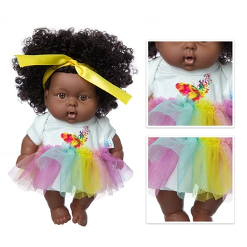 2021 Рокля Ново бебе Африкански кукли Поп Прероден Силико Bathrobre Vny 20cm Роден Poupee Boneca бебе мека играчка момиче Todder