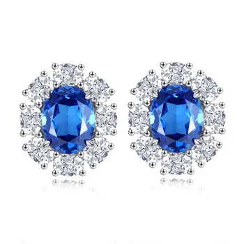 2023 Нови високовъглеродни диамантени 925 сребърни уши с европейски и американски пълни диамантени премиум сини обеци