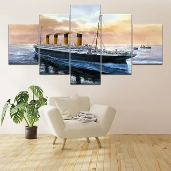 5 парчета стена изкуство платно живопис кораб морски пейзаж плакат модерен дом хол стена декорация за модулни снимки