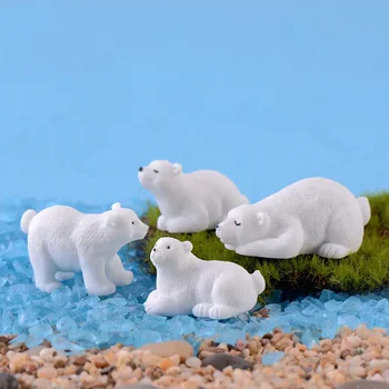 9PCS Сладка смола полярна мечка миниатюрни орнаменти пейзаж декорация DIY кукла къща градина аксесоари