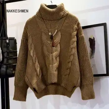 NAkkeshmen есен зима нов хлабав пуловер пуловер плетене риза пуловер палто жените риза вълнен пуловер жени пуловери