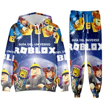 ROBLOX Детски дрехи Принтирани Суитчър с качулка и клинове Комплект за деца Малки памучни Детски Зимни 2024 Качулка