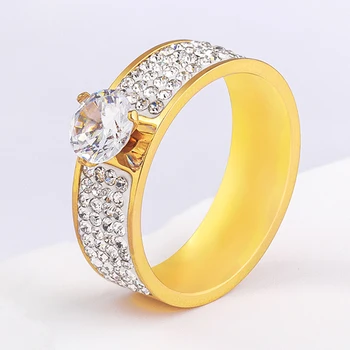 TYO Луксозен пълен диамант паве буци пръстени кубичен цирконий неръждаема стомана пръст бижута подарък едро дропшипинг