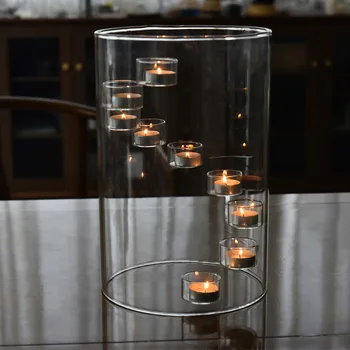 XXL голяма романтична вечеря на свещи мулти прозрачна стъклена маслена лампа Сватбена декорация Занаятчийски свещник подарък