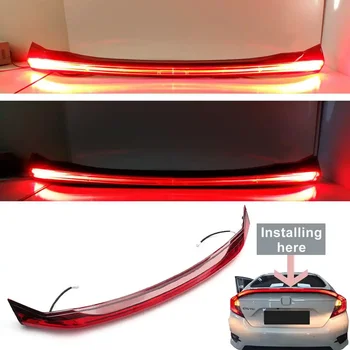 Автомобилен стил LED ABS спойлер със задна спирачна лампа за Honda за Civic 2016-2017 Задна светлина багажник Led аксесоари модификация част