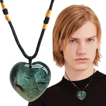 Естествено сърце кристал огърлица мистериозен естествен камък висулка с форма на сърце стилни бижута рожден ден подаръци за пазаруване