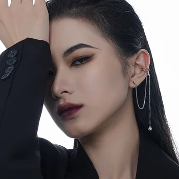 истински Луксозна марка истински бижута E1229 корейски прост универсален S925 стерлинги сребро дълго пискюл шипове Дамски INS Cool Style Geo