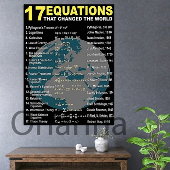 Картини за стена 17 уравнения, които промениха света за любителите Земни картини Hd отпечатъци ретро плакат Декор на домашна стая