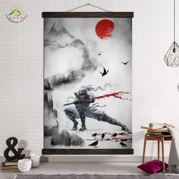 Картини и плакати за стена Модерно изкуство платно живопис плакат реколта стена арт картини декорация дома тъмно хладно нинджа самурай