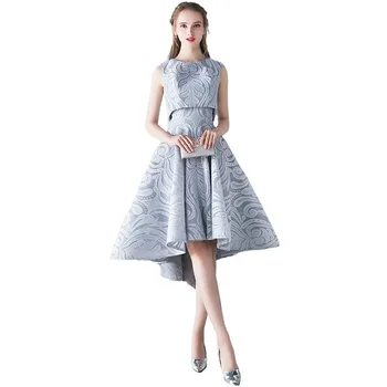 Нова проста елегантна вечерна рокля булка сива дантела две части високо/ниско без ръкави официална парти рокля роба De Soiree