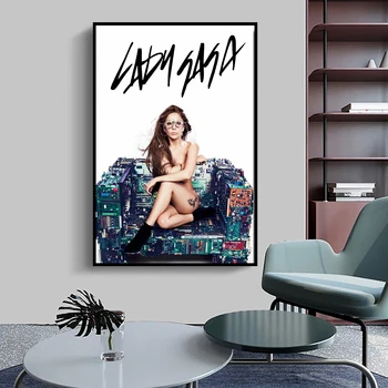 Персонализиран платно за стенен печат Секси музикален албум плакат стикер голи Лейди Гага тапети спалня стенопис бар хол декор #0098