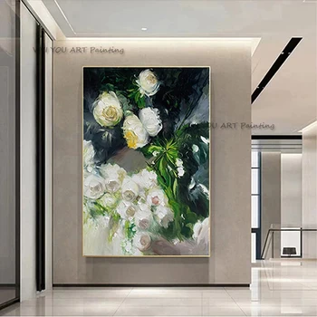Романтични картини с рози Модерни абстрактни изкуства Веранда Декор Платно Маслена живопис Прост голям размер цвете стенопис рисунка без рамка