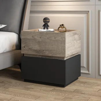 скандинавски нощни шкафчета, модерни и семпли спални, креативни комбинирани шкафове за съхранение, B &B дърво, лек лукс, висок клас легла