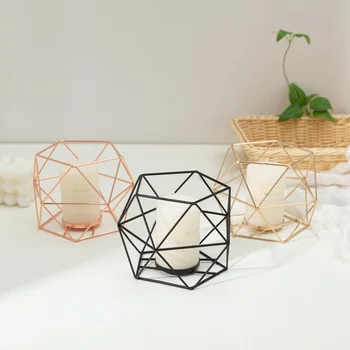 скандинавски стил 3D геометрична чаша свещ стойка сватба чай светлина притежателя centerpieces стена висящи свещник случай