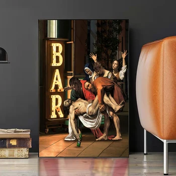 Смешно класическо изкуство Кристиан Исус платно живопис на стената изкуство плакати и отпечатъци BAR абстрактни картини за дома стая декор