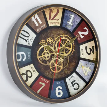 стенен часовник 12 инчов ретро цвят стар творчески висящ часовник кварцов часовник 30 см спалня хол часовник декорация на дома