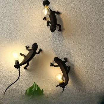 Хамелеон настолна лампа стенна лампа кафене бар творческа лампа смола животински лампа