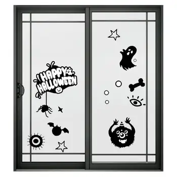 Хелоуин Статични стикери за прозорци Паяк прилеп прилепва двойни страни Decals Хелоуин прозорец Decal страшно парти декорации за стъкло