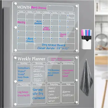 Хладилник магнит стикер календар борда планировчик за многократна употреба магнитна суха дъска за изтриване график акрилни хладилник да се направи списък съобщение меню