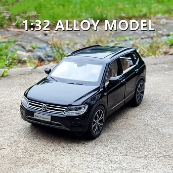 1:32 Volkswagens Tiguan L SUV Alloy Car Model Diecasts Metal Toy Vehicles Car Model Simulation Sound Light Collection Gift