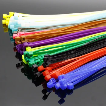 100Pcs/Pack 3*100mm Ширина 2mm Цветни самозаключващи се пластмасови найлонови кабелни връзки Тел Zip Tie Binding Wrap Straps