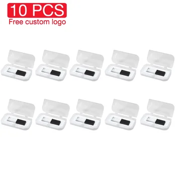 10PCS LOT Crystal USB флаш памети 128GB безплатно персонализирано лого Pendrive 64GB прозрачно стъкло Memory Stick 32GB желязна кутия U диск 16GB