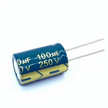  10pcs / партида висока честота нисък импеданс 250v 100UF 250v 100UF алуминиев електролитен кондензатор размер 16 * 25 20%