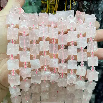 12mm естествена светлина розов кристал камък хлабав мъниста квадратна форма DIY бижута вземане аксесоари 21Pcs h69