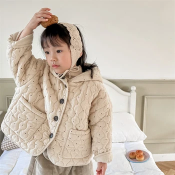 2023 Зима Детски парки деца топли памучни палта с качулка момчета и момичета руно сгъстяват широки якета