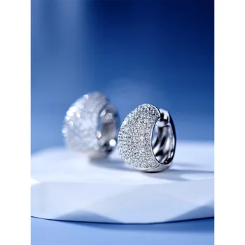 2023 Нови Неймар същия стил пълен диамант мед нокти инкрустирани обеци ухото катарами женски двойка 925 стерлинги