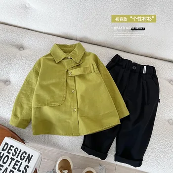 2023 Пролет Ново детско облекло Детска памучна риза в корейски стил Момчета Cool Smart пролетна и есенна риза тънка