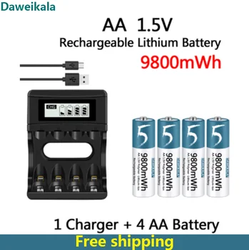 2024 Батерия 1.5V акумулаторна полимерна литиево-йонна батерия AA Батерия за вентилатор на мишка с дистанционно управление Електрическа играчка с USB зарядно устройство