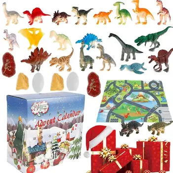24 дни динозавър Коледа обратно броене календар играчки Коледен подарък за момчета момичета 3+ години 2023 динозавър Адвент календар