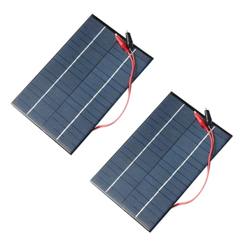 2X 4.2W 18V слънчева клетка поликристален слънчев панел + крокодил клип за зареждане 12V батерия 200X130X3MM
