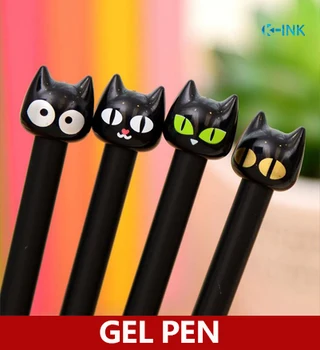 36pcs / партида Kawaii черна котка гел писалка, смешно котка знак писалка за ученици