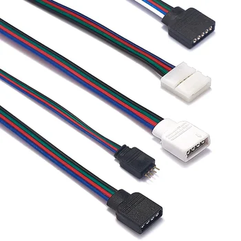 4 пинов LED лентов конектор с 15cm кабел RGB RGBW кабел мъжки женски конектори тел за 5050 3528 RGB RGBW LED лентови светлини