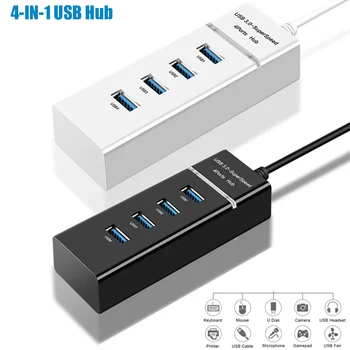 4-портов USB 3.0 / 2.0 / Тип C Hub Предаване на данни USB HUB 5Gbps Високоскоростен мулти сплитер адаптер за PC лаптоп клавиатура мишка