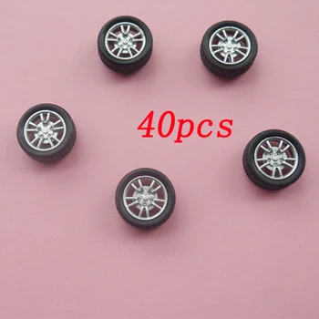 40pcs пластмасова гума микро колело 2mm вал колесник гума мини планер 16mm колела 4WD автомобилни части за RC играчки аксесоари