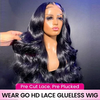 4x4 Glueless Preplucked Human Hair Wigs Ready To Wear And Go Brazilian Body Wave 13x4 Lace Frontal Human Hair Wig For Women