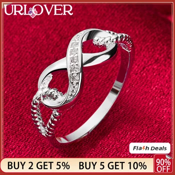 925 печат сребърен цвят номер 8 циркон пръстен за жени популярни бижута коледно парти сватба годишнини аксесоари подарък