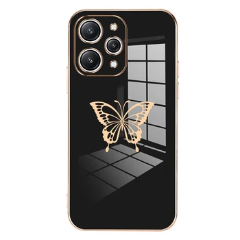 Butterfly Pattern Plating телефон случай за Xiaomi Redmi 12 заден капак