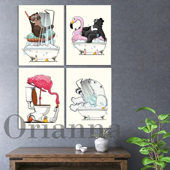 Canvas печат картина мечки стена изкуство картини Начало декор за хол декор за спалня смешно животински печат поп модулен плакат