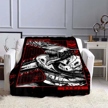 Cartoon Anime Chainsaw Boy Pattern Print Топло преносимо одеяло Основно преносимо одеяло за домашно и пътуване одеяло за пикник