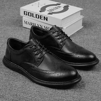 Classic Brand Мъжки обувки от естествена кожа Есен Зима Памучни работни обувки Мъжки обувки на открито Ежедневни обувки Бизнес ниски обувки