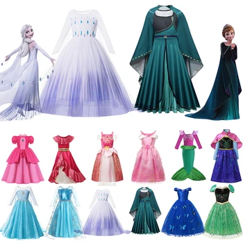 Disney Frozen Елза принцеса костюм рокля за деца момиче топка рокля фантазия рожден ден Cosplay Вестидо Жасмин праскова Снежанка