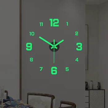 DIY прост творчески светещ цифров часовник безшумен стенен часовник офис хол стена декорация перфоратор стена стикер часовник