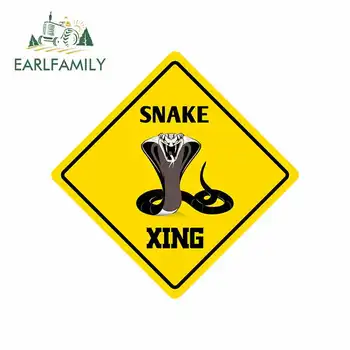 EARLFAMILY 13cm x 13cm за знак за пресичане на змии Смешни стикери за кола Винилово предно стъкло RV VAN Car JDM аксесоари Graphics Oem