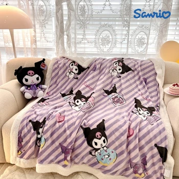 Hello Kitty одеяло Sanrio котка двойно топло подплатено мляко руно агнешко фланела одеяло преносим сладък малък дрямка кърпа коледни подаръци