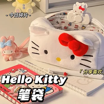 Hello Kitty плюшена чанта за съхранение Sanrio Kawaii грим чанта молив случай карикатура студент канцеларски чанта момиче грим